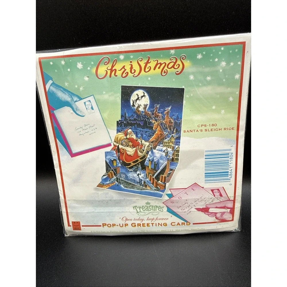 up with paper‎ pop up christmas Card CPS-180 Santa's Sleigh Ride